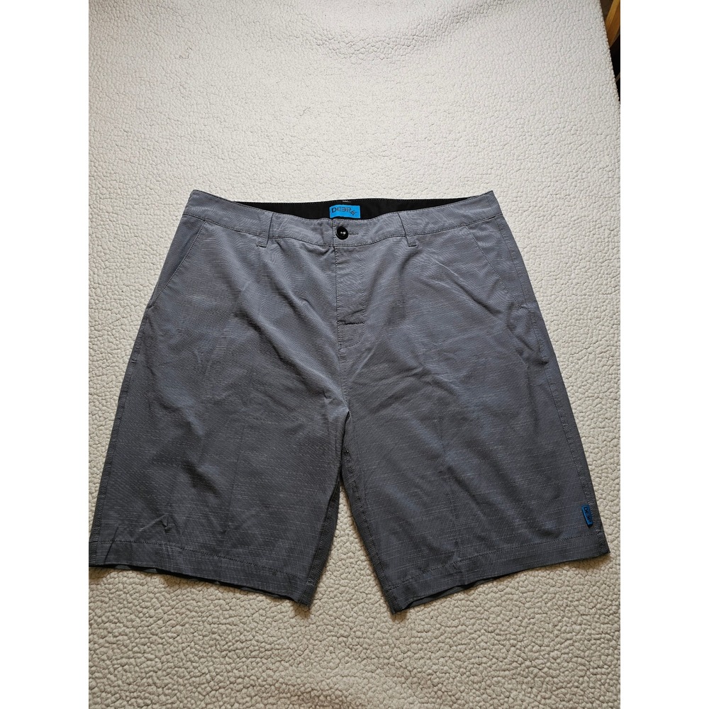 Deep Apparel Mens Gray Hybrid Board Shorts Size 38 Slub Texture Quick Dry Surf